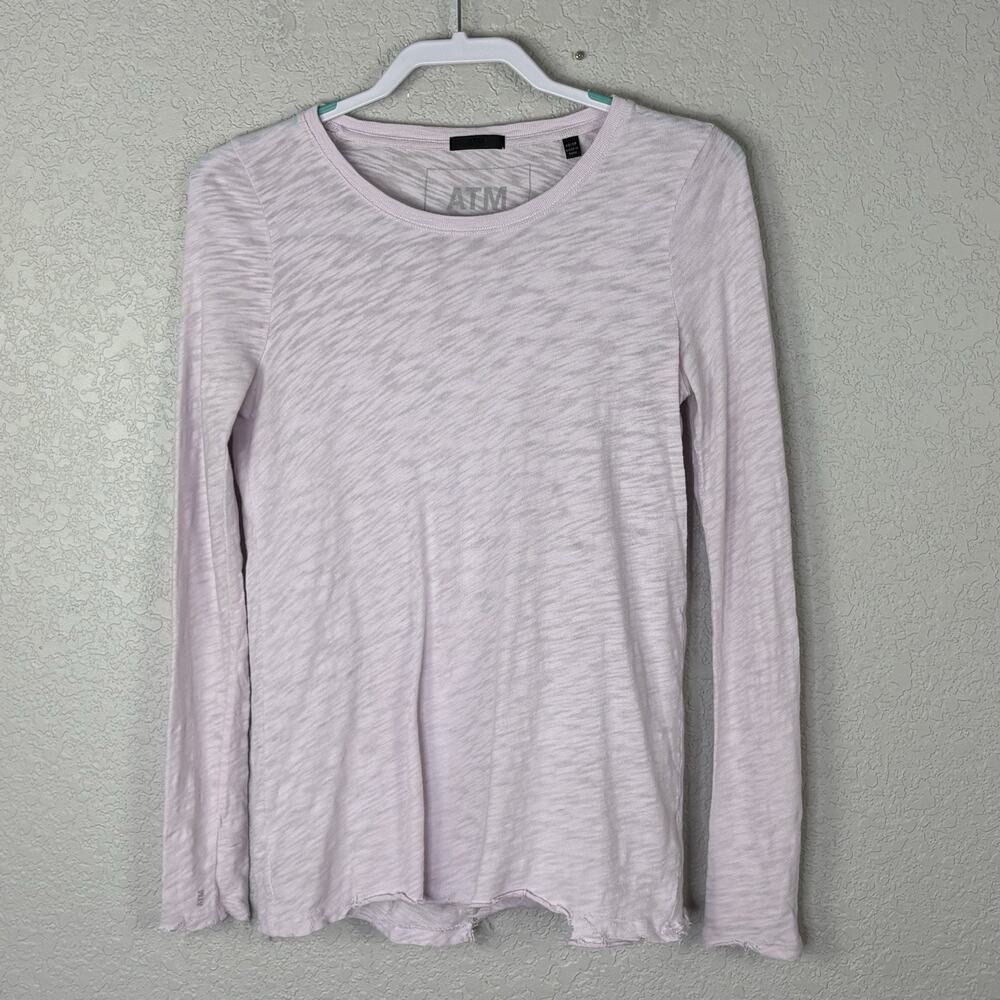 ATM Slub Jersey Long Sleeve Destroyed Wash Tee Lavender Size XS